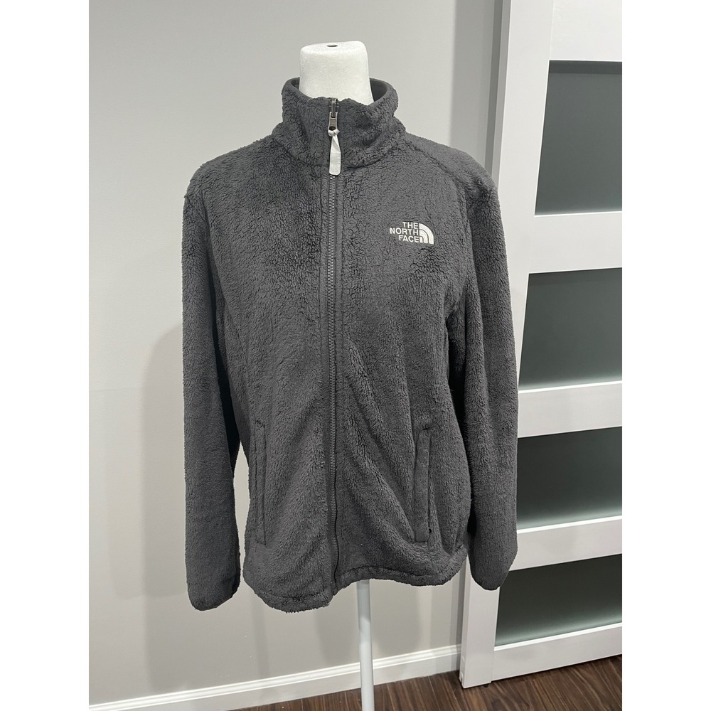 The‎ North Face Womens Fleece Jacket Gray Zip Up Fuzzy Sherpa Warm Size M